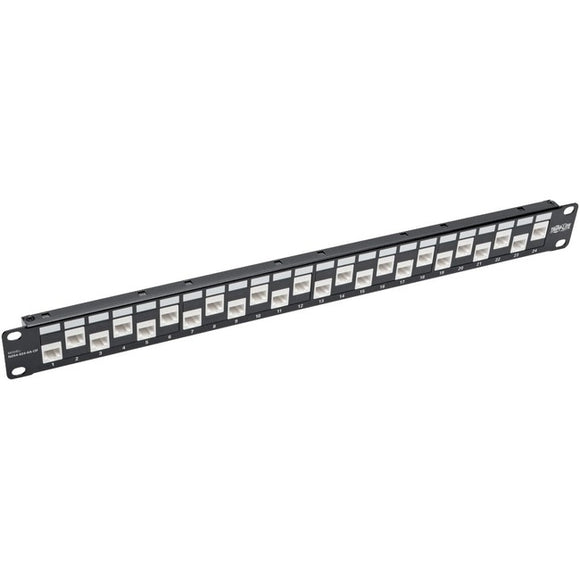 Tripp Lite 24-Port Cat6a Cat6 Cat5e Feed-Through Patch Panel Offset RJ45 1U