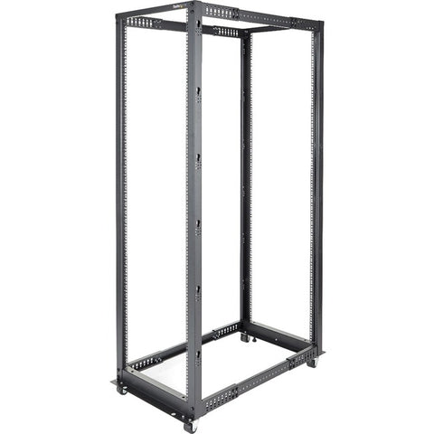 StarTech.com 42U Adjustable Depth Open Frame 4 Post Server Rack Cabinet - Flat Pack w/ Casters, Levelers and Cable Management Hooks