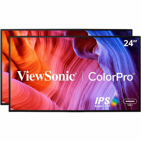 ViewSonic ColorPro VP2468a_H2 - 24" Dual Pack Head-Only IPS 1080p Monitors with 60W USB C, Daisy Chain - 250 cd/m²