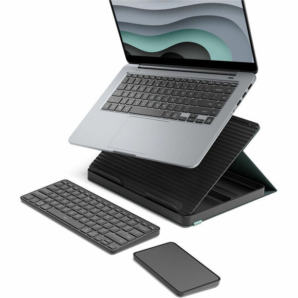Logitech Casa Pop-Up Desk Work From Home Kit with Laptop Stand, Wireless Keyboard & Touchpad, Bluetooth, USB C Charging, for Laptop/MacBook (10