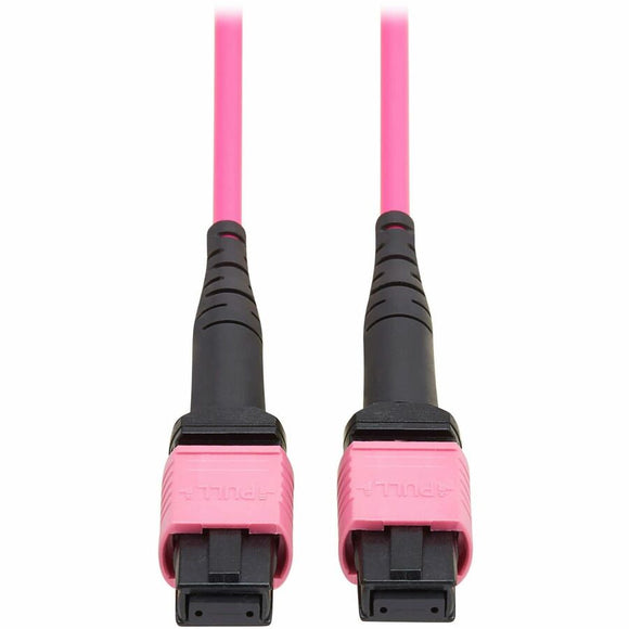 Eaton Tripp Lite Series 100G Multimode 50/125 OM4 Fiber Optic Cable (12F MTP/MPO-PC F/F), OFNP, Magenta, 1 m (3.3 ft.), TAA