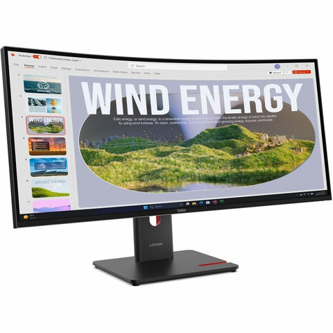 Lenovo ThinkVision T34WD-40 34" Class UW-QHD Curved Screen LED Monitor - 21:9 - Eclipse Black