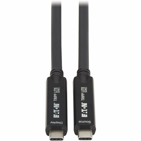 Eaton Tripp Lite Series USB-C to USB-C Full-Function Fiber Active Optical Cable (AOC) - USB 3.2 Gen 2 (10 Gbps), 8K, HDR, 4:4:4, 40W PD Charging, M/M, Black, 15 m (49 ft.)