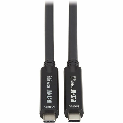 Eaton Tripp Lite Series USB-C to USB-C Full-Function Fiber Active Optical Cable (AOC) - USB 3.2 Gen 2 (10 Gbps), 8K, HDR, 4:4:4, 40W PD Charging, M/M, Black, 15 m (49 ft.)
