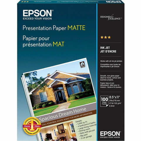 Epson Print Epson Photo Paper - Letter A Size (8.5 In X 11 In) - 105 G/m2. For Epson 3640, B