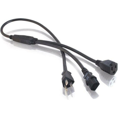 C2g 3ft 16 Awg 1-to-2 Power Cord Splitter (nema 5-15p To 1 Nema 5-15r + 1 Iec320c13)