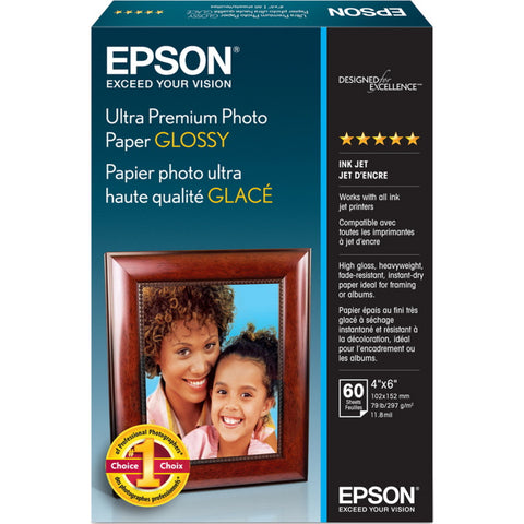 Epson Print Ultra Prem Photo Ppr Glossy 4x6 60 Sheets