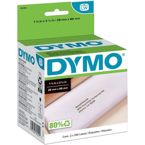 Dymo Address Labels - 350 Labels/roll, 2 Rolls/box Size: 1-1/8in X 3-1/2in