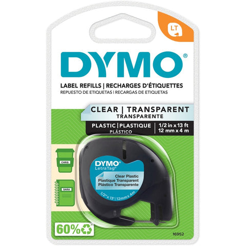 Dymo Letratag Labels, Plastic - Clear, Easy-to-read And Tear-resistant Labels Are Per