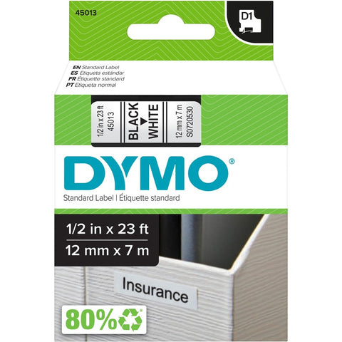 Dymo Labelmanager D1 Tape - Self-adhesive Label - Black On White - Roll (0.47in