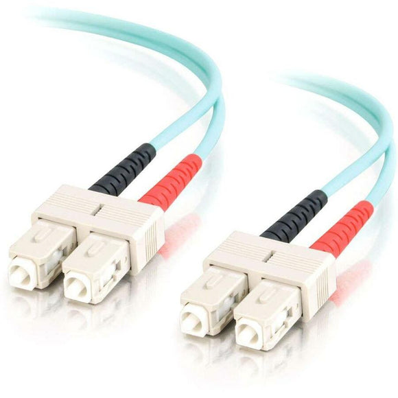 C2G 20m SC-SC 10Gb 50/125 OM3 Duplex Multimode PVC Fiber Optic Cable (USA-Made) - Aqua