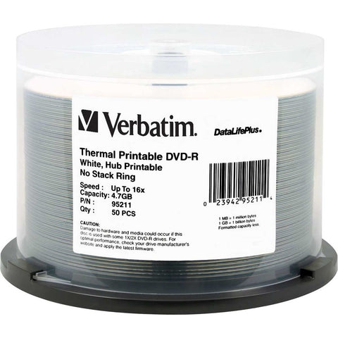Verbatim Americas Llc 50pk Dvd-r 4.7gb 16x Wht Therm Pt Hub