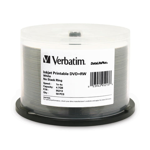 Verbatim Americas Llc 50pk Dvd+rw 4.7gb 4x  Wht Inkjet Hub