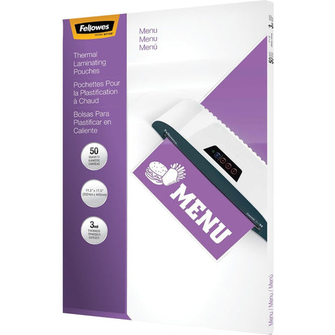 Fellowes, Inc. Laminating Pouches Menu 3mil 25pk,dds Must Be Ordered In Multiples Of Case Qty=2