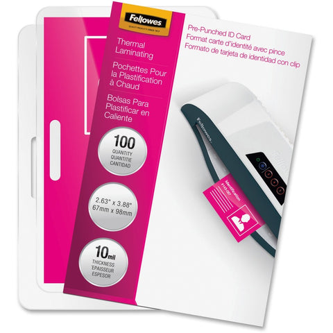 Fellowes, Inc. Glossy Pouches - Id Tag Punched, 10 Mil