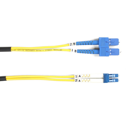 Black Box Os2 9/125 Singlemode Fiber Optic Patch Cable - Ofnr Pvc, Sc To Lc, Yellow, 2-m (