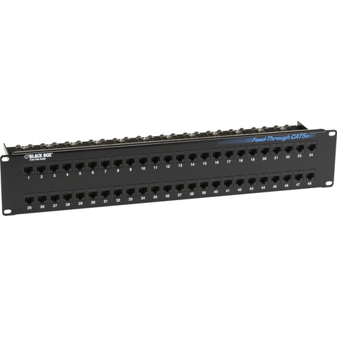 Black Box Cat5e Feed-through Patch Panel - 2u, Unshielded, 48-port