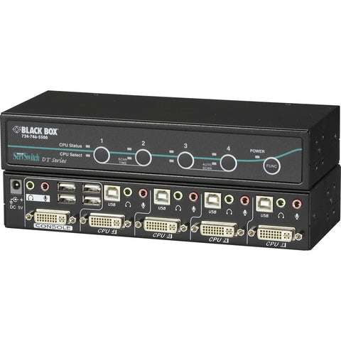 Black Box Desktop Kvm Switch - Dvi-i With Transparent Usb 2.0, Audio, 4-port