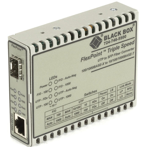 Black Box Gigabit Ethernet (1000-mbps) Media Converter - 10/100/1000-mbps Copper To 100/10