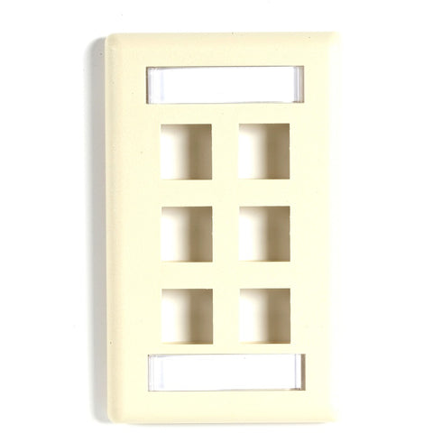 Black Box Keystone Wallplate - Single-gang, 6-port, Ivory