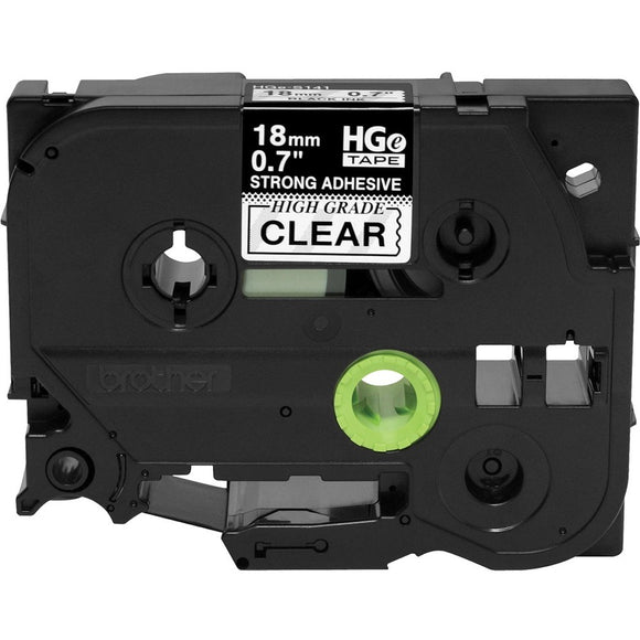 Brother International Corporat 0.7 In X 26.2 Ft (18mm X 8m), Black Ink On Clear Label, Extra-strength Adhesive,