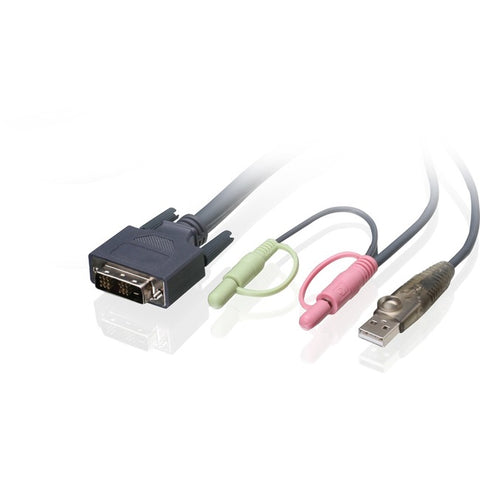 Iogears Dvi-d Single Link, Usb 2.0 Kvm Cable Provides Six Feet Of Digital Video