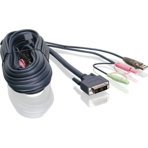 Iogears Dvi-i Single Link, Usb 2.0 Kvm Cable Provides Ten Feet Of Digital And An