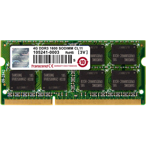 Transcend Information 204pin Ddr3 1600mhz Sodimm 2rank 4gb With 256mx8 Cl11