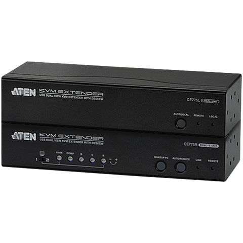 Aten Ce775 Usb Vga Dual View Cat 5 Kvm Extender With Deskew (1280 X 1024@300m)