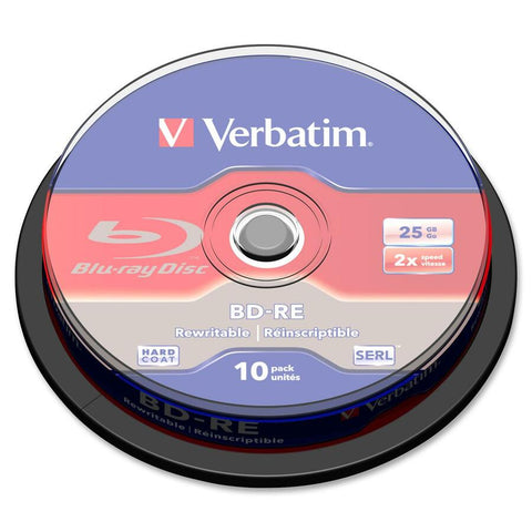 Verbatim Americas Llc Verbatim Bd-re 25gb 2x With Branded Surface-10pk Spindle