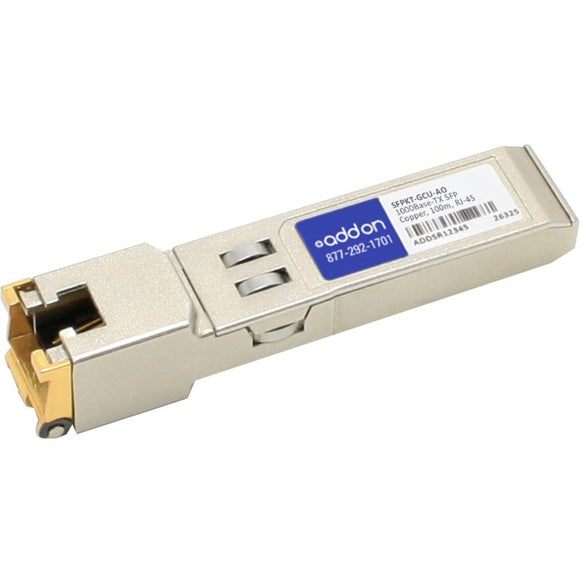 AddOn NetOptics SFPKT-GCU Compatible TAA Compliant 10/100/1000Base-TX SFP Transceiver (Copper, 100m, RJ-45)