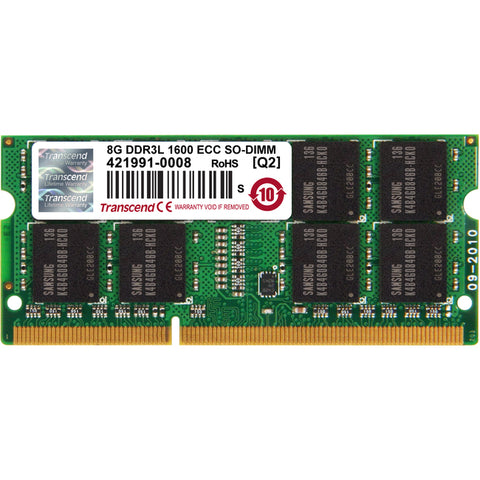 Transcend Information 8gb Ddr3l 1600 Ecc Unbuffered So-dimm Low Voltage 1.35v 2rx8 204pin