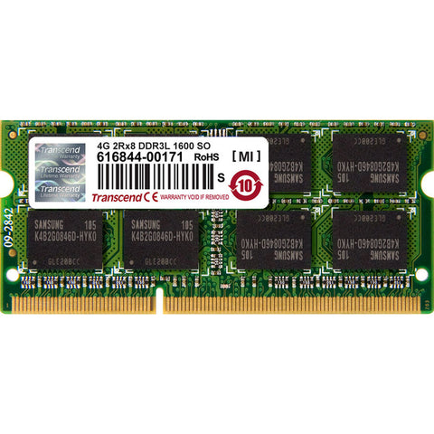 Transcend Information 4gb Ddr3l 1600 Non-ecc Unbuffered So-dimm Low Voltage 1.35v 2rx8 204pin