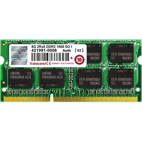 Transcend Information 8gb Ddr3 1600 Unbuffered So-dimm 2rx8 1.50v 204p Industrial Grade / Wide Temp (-