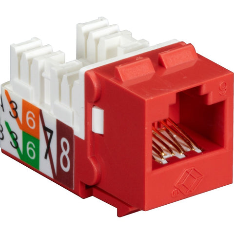 Black Box Cat6 Keystone Jack - Unshielded, 110 Punchdown Type, Taa, Red