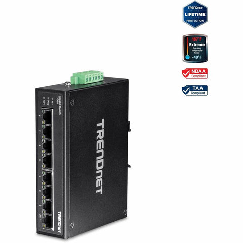 Trendnet Inc 8-port Hardened Industrial Gigabit Din-rail Switch - Ti-g80 - Din-rail - Wired -