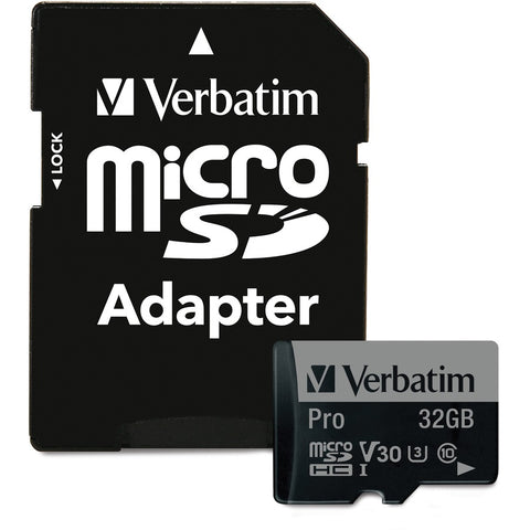 Verbatim Americas Llc 32gb Pro 600x Microsdhc Memory Card With Adapter, Uhs-i U3 Class 10