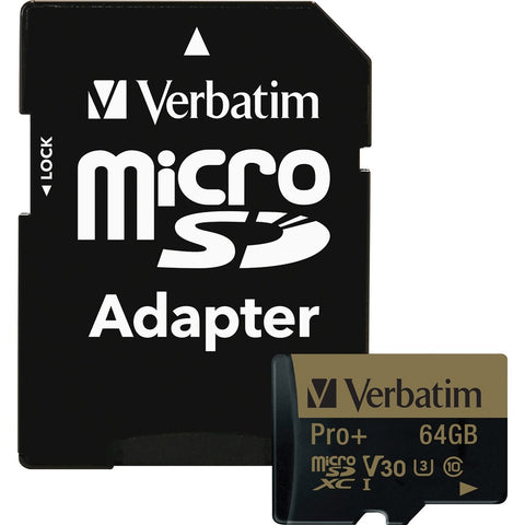 Verbatim Americas Llc 64gb Proplus 600x Microsdxc Memory Card With Adapter, Uhs-1 U3 Class 10