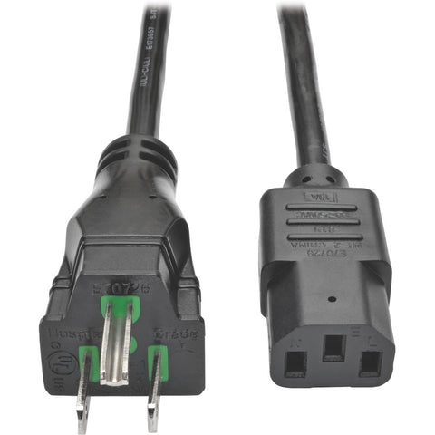 Eaton Tripp Lite Series Hospital-grade Power Cord, Nema 5-15p To C13 - Green Dot