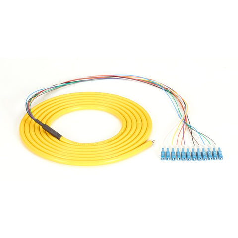 Black Box Os2 9-micron Single-mode Fiber Optic Pigtail - 12-strand, Ofnr, Pvc, Lc, Yellow,