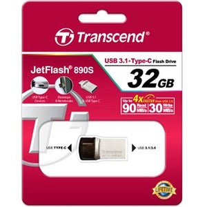 Transcend Information 32gb Jetflash 890, Silver Plating