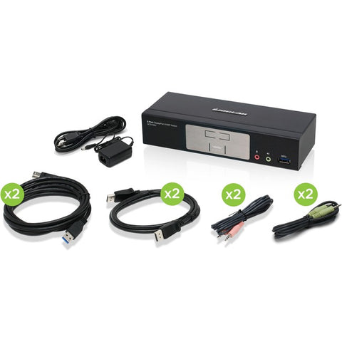 Iogear 2-port Displayport 1.2 Kvmp Switch With Usb 3.1 Gen1 Hub And Audio (taa Complian