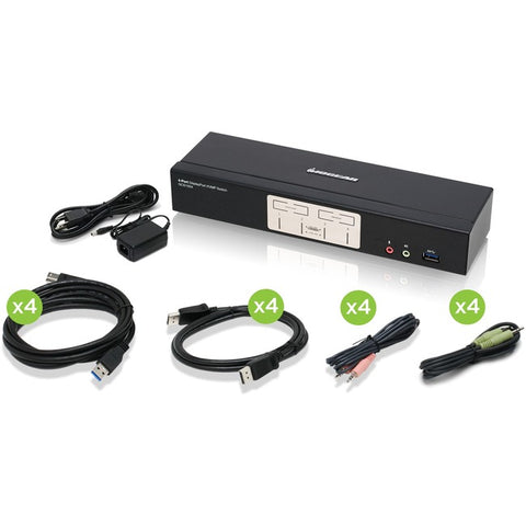 Iogear 4-port Displayport 1.2 Kvmp Switch With Usb 3.1 Gen1 Hub And Audio (taa Complian