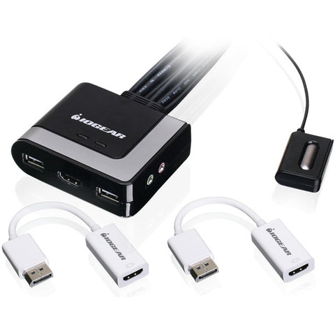 Iogear 2-port Hd Cable Kvm With Displayport Adapters