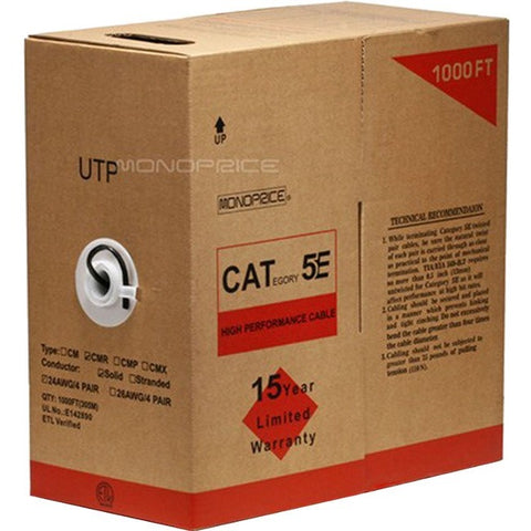 Monoprice, Inc. Cat5e Utp Solid (cmr) 1000ft - Black