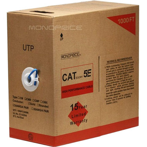 Monoprice, Inc. Cat5e Utp Solid (cmr) 1000ft - Blue