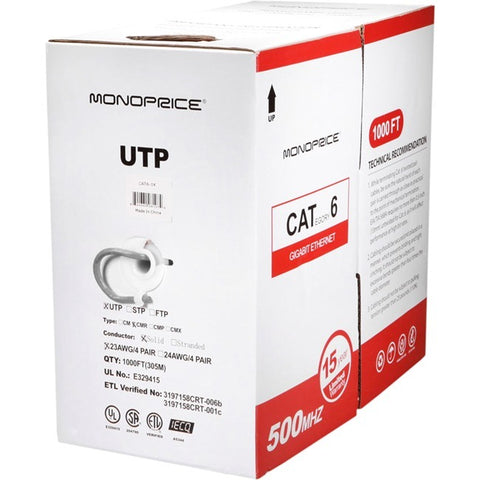 Monoprice, Inc. Cat6 Utp Solid (cmr)1000ft - Gray