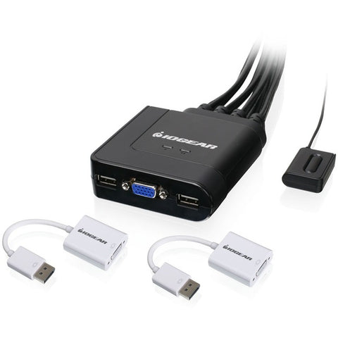 Iogear 2-port Cable Vga Kvm With Displayport Adapters