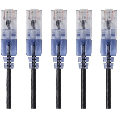 Monoprice, Inc. Slim Cat6a Cable - 5-pack - 7ft Black