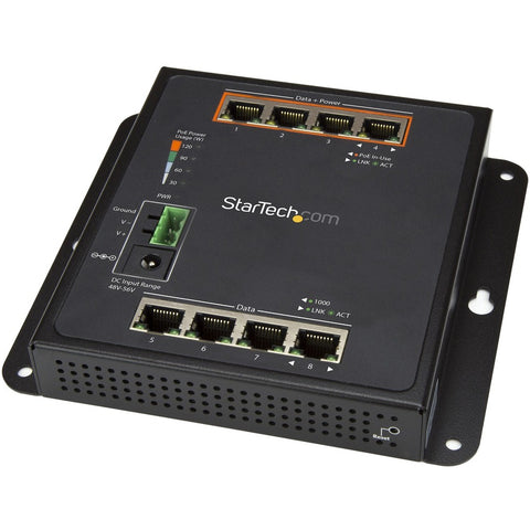 Startech Industrial 8 Port Gigabit Poe Switch Up To 30w Per 4 Power Over Ethernet Ports +
